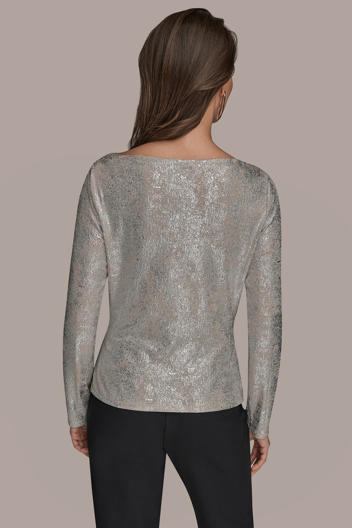 Donna Karan LONG SLEEVE FOIL TOP