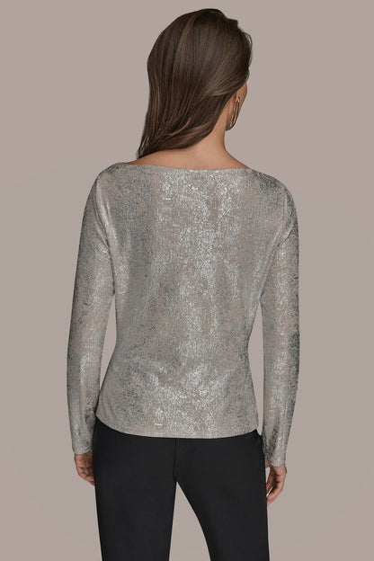 Donna Karan LONG SLEEVE FOIL TOP
