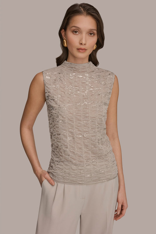 Donna Karan METALLIC RUCHED SWEATER