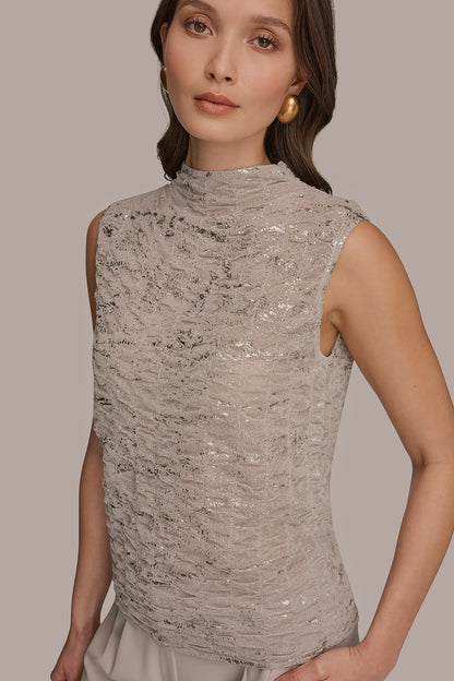 Donna Karan METALLIC RUCHED SWEATER