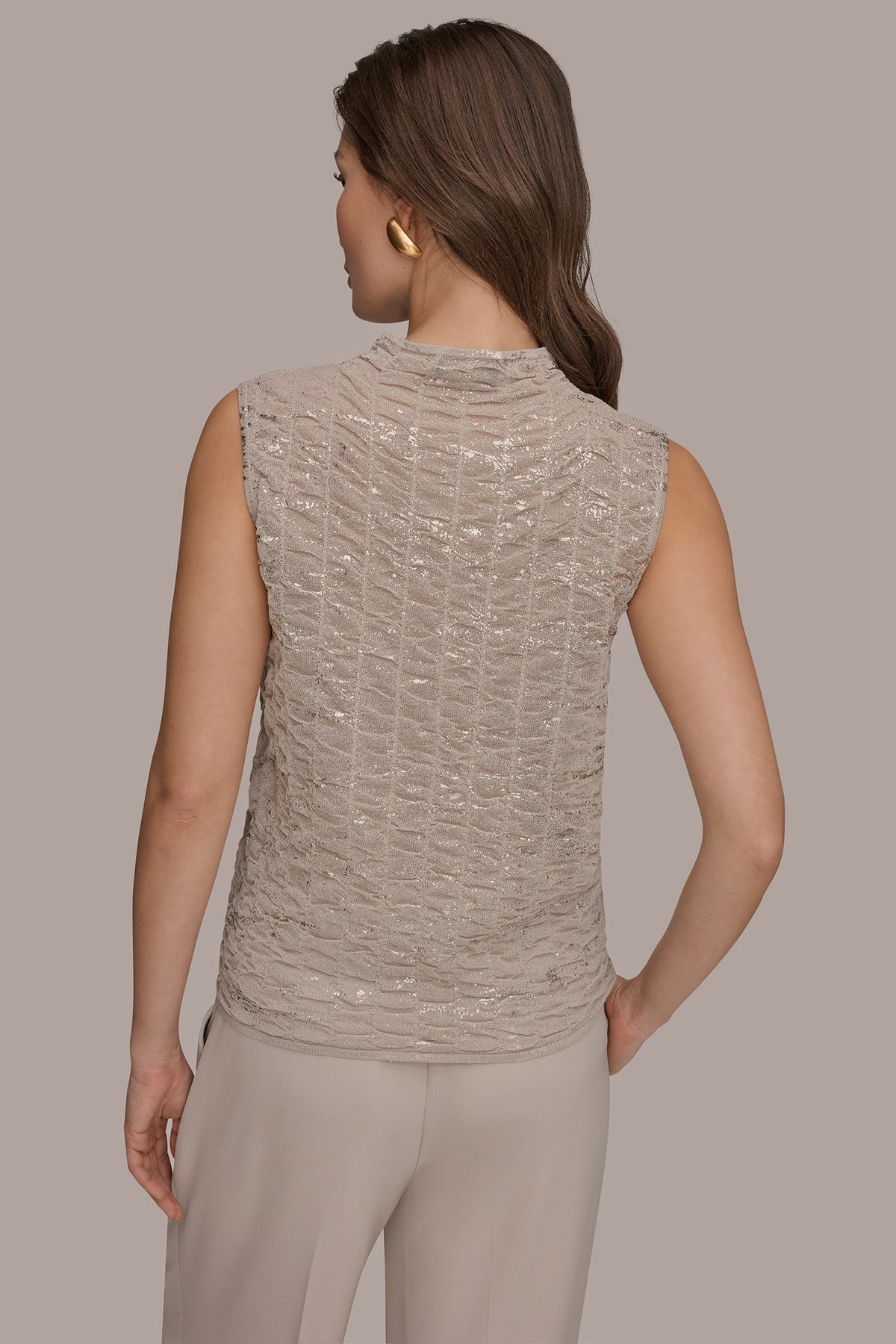 Donna Karan METALLIC RUCHED SWEATER