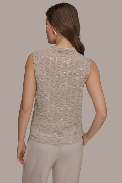 Donna Karan METALLIC RUCHED SWEATER