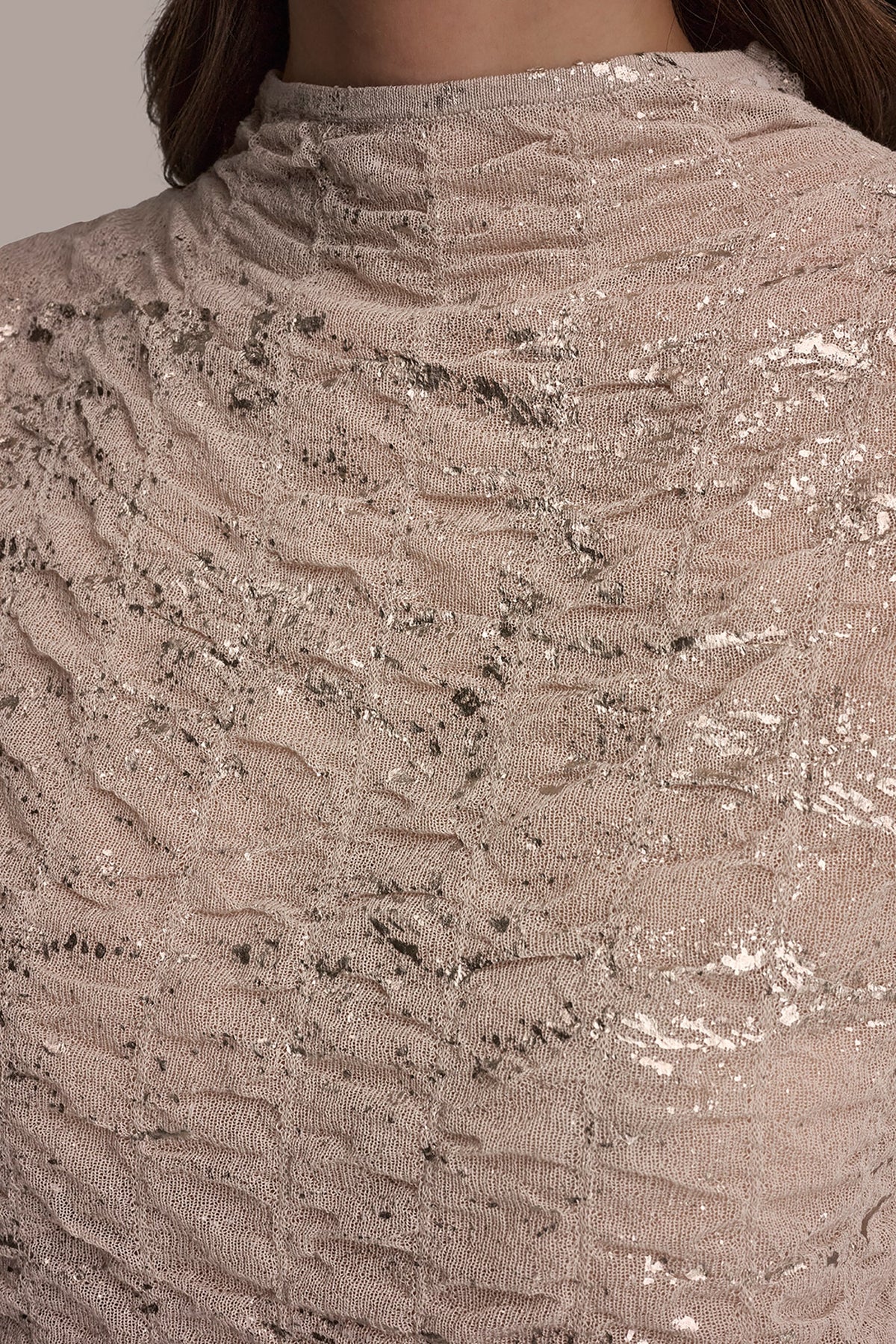 Donna Karan METALLIC RUCHED SWEATER