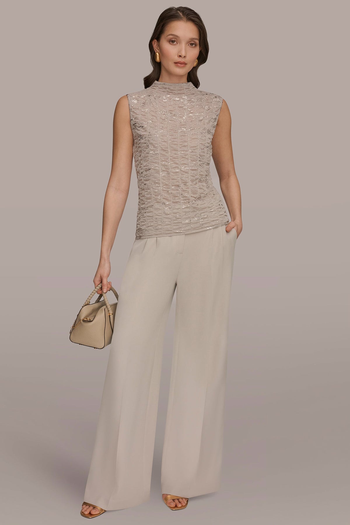 Donna Karan METALLIC RUCHED SWEATER