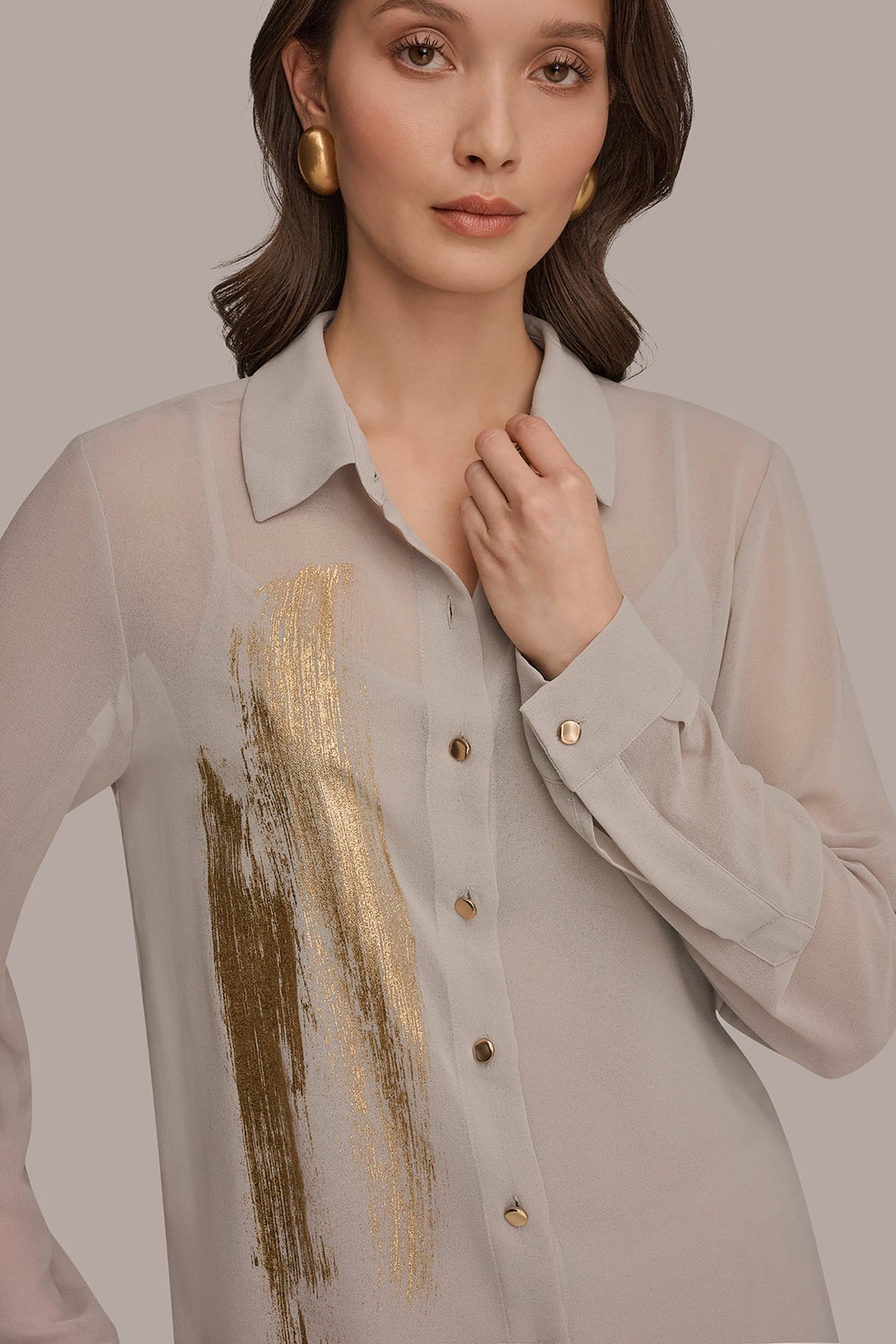 Donna Karan METALLIC BRUSHSTROKE BLOUSE
