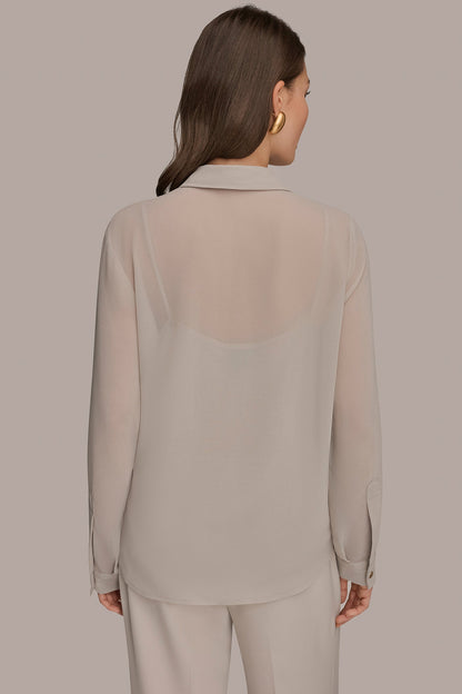 Donna Karan METALLIC BRUSHSTROKE BLOUSE