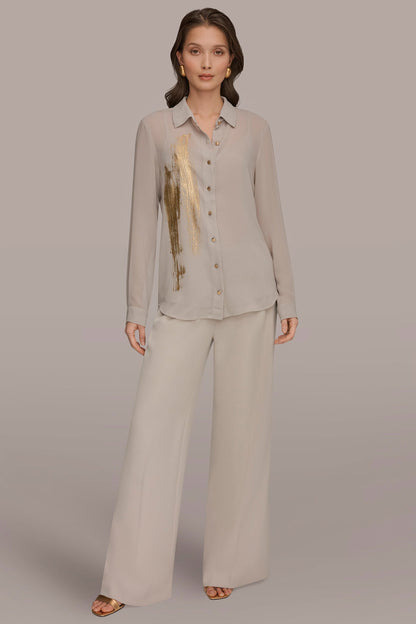 Donna Karan METALLIC BRUSHSTROKE BLOUSE