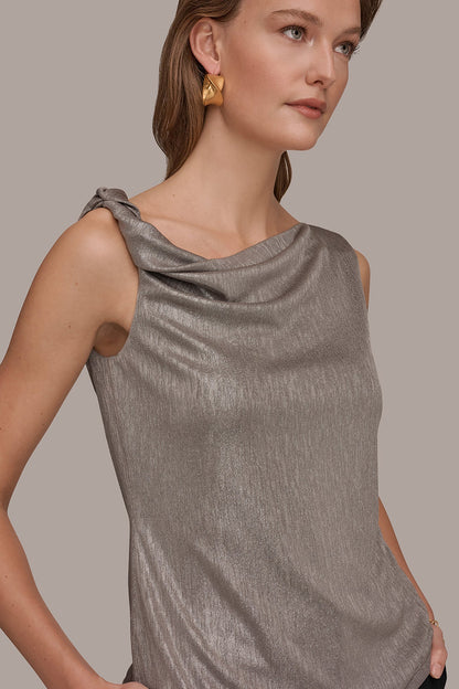 Donna Karan METALLIC ONE-SHOULDER TOP