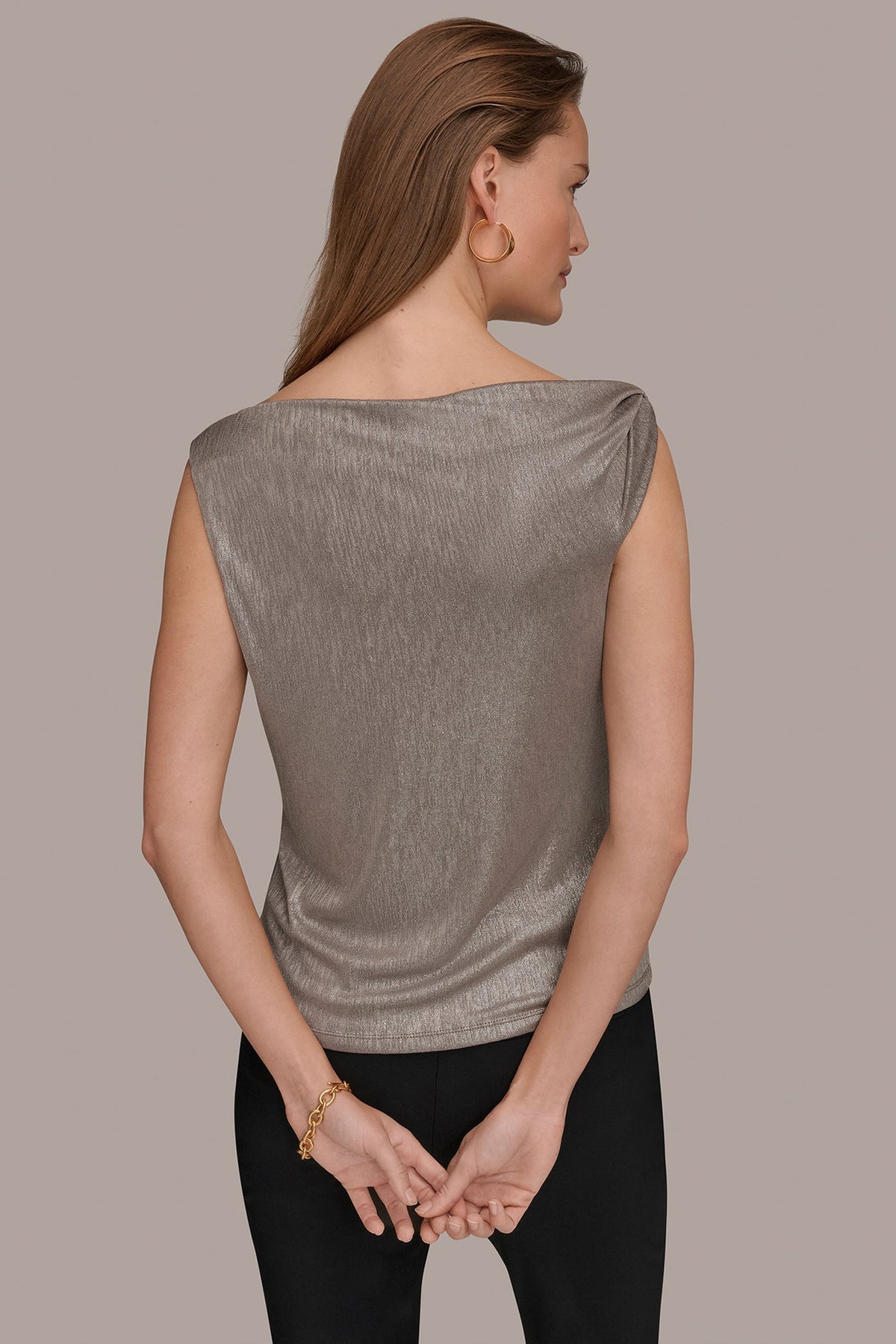 Donna Karan METALLIC ONE-SHOULDER TOP