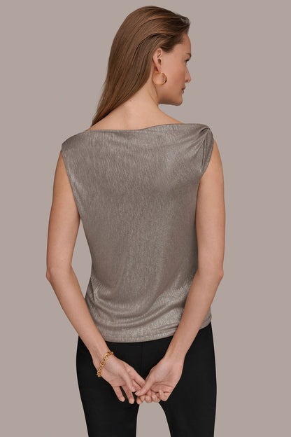 Donna Karan METALLIC ONE-SHOULDER TOP