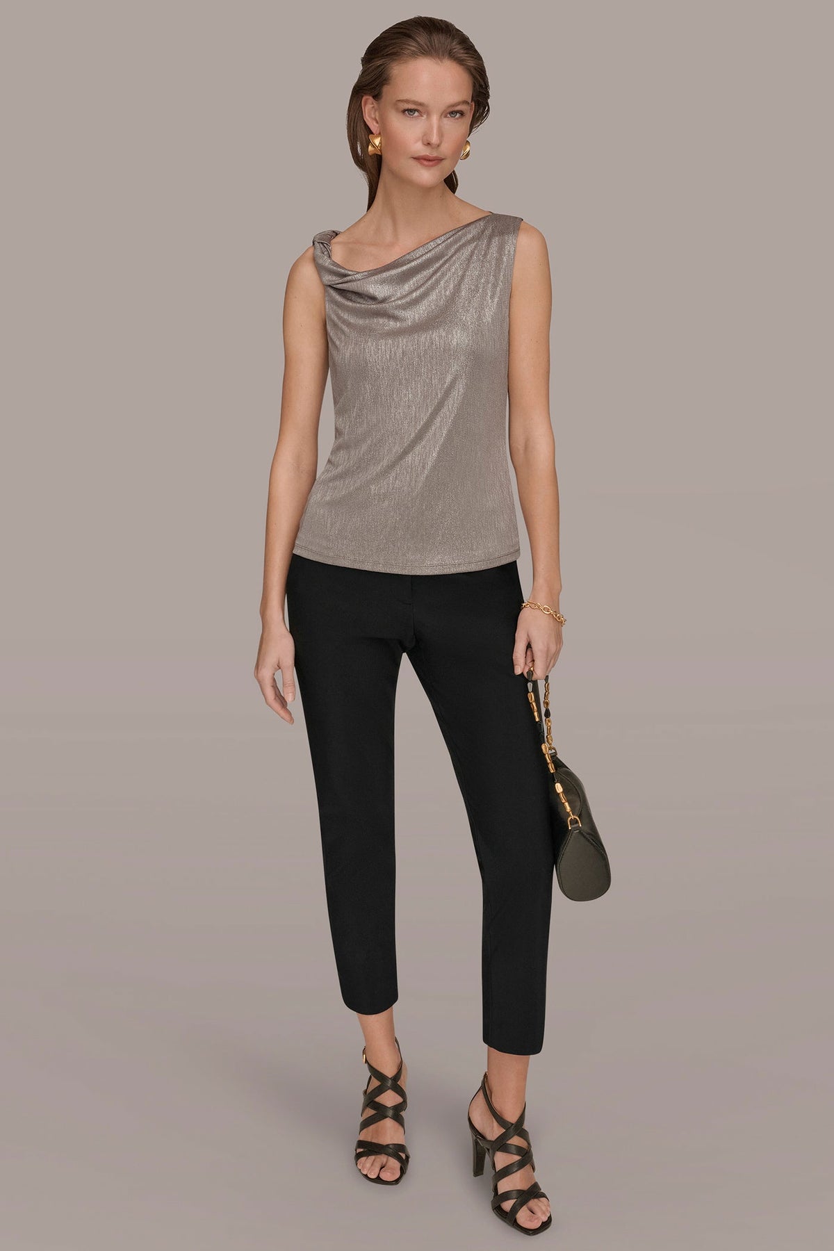 Donna Karan METALLIC ONE-SHOULDER TOP