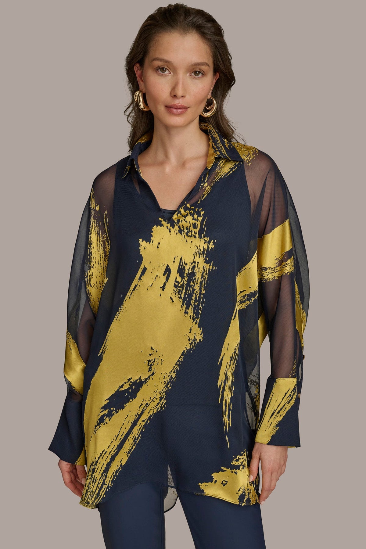 Donna Karan PRINT COLLARED TUNIC