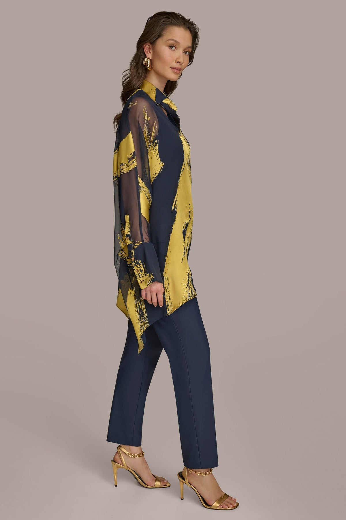 Donna Karan PRINT COLLARED TUNIC