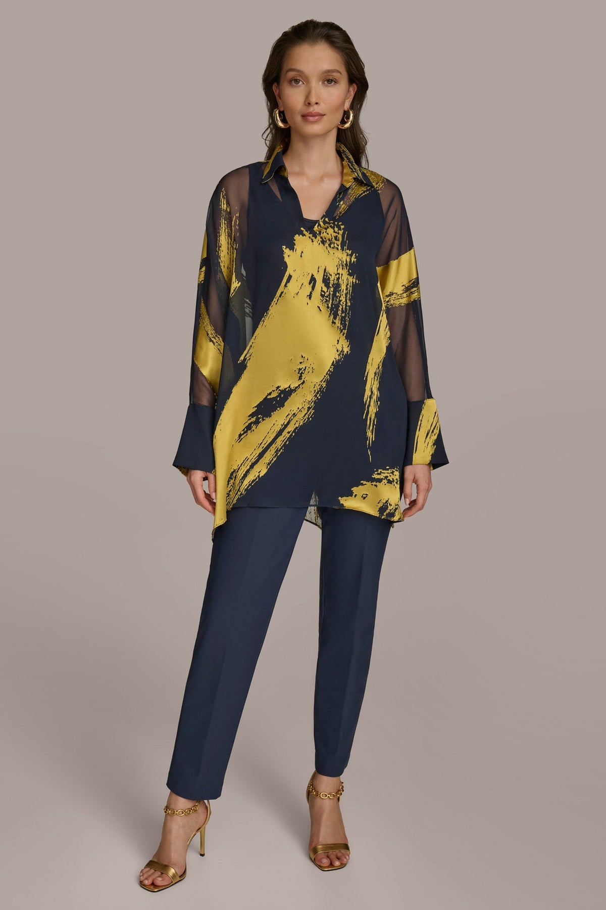 Donna Karan PRINT COLLARED TUNIC