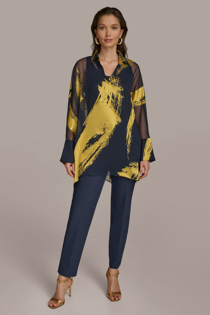 Donna Karan PRINT COLLARED TUNIC
