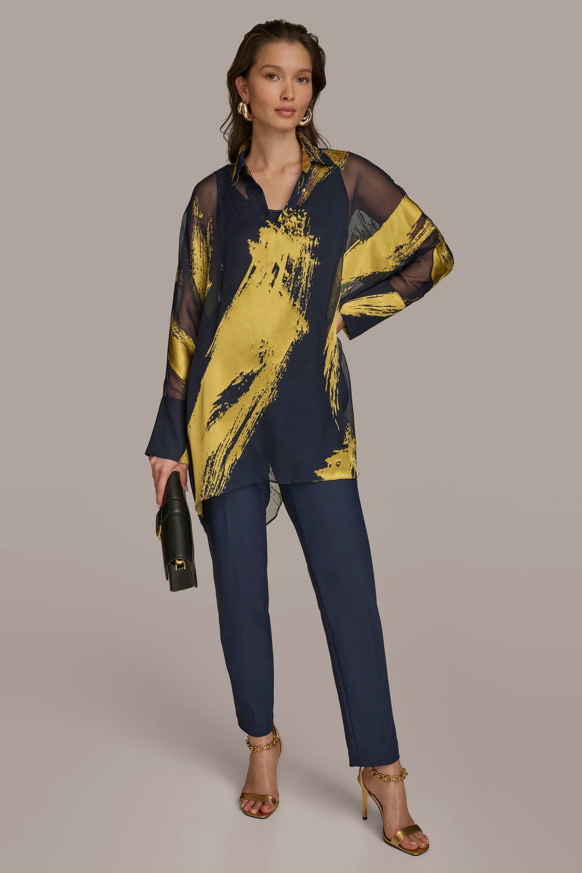 Donna Karan PRINT COLLARED TUNIC
