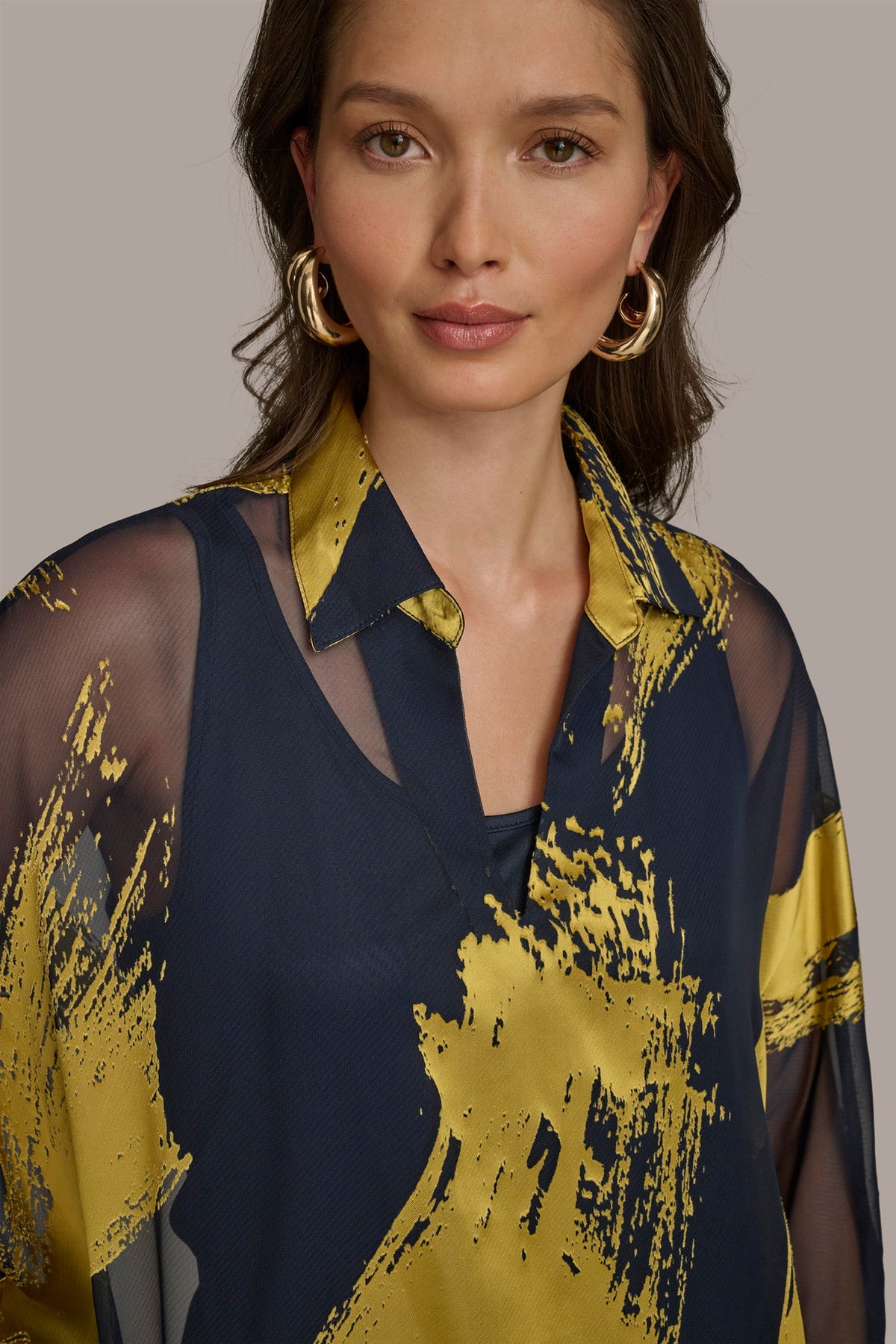 Donna Karan PRINT COLLARED TUNIC