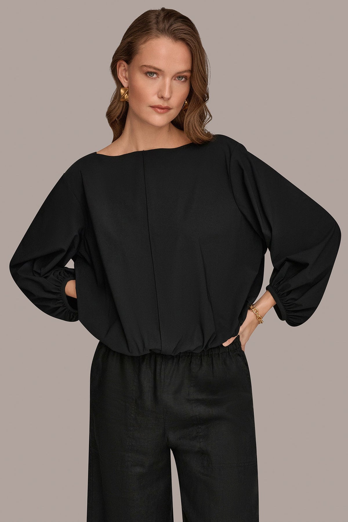 Donna Karan THE MODERN TRAVEL BALLOON SLEEVE BLOUSE