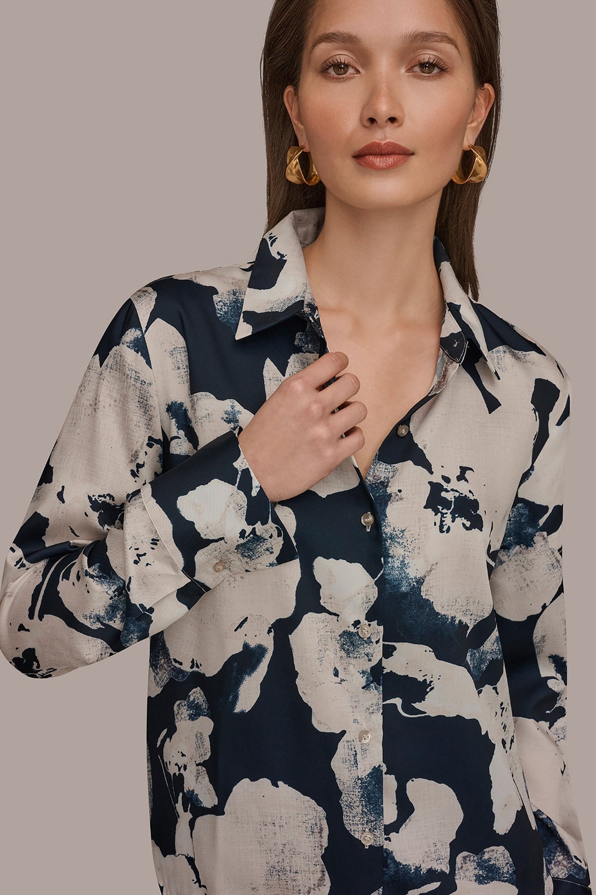 Donna Karan DRAWSTRING HEM BLOUSE
