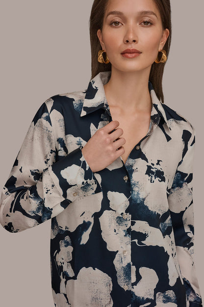 Donna Karan DRAWSTRING HEM BLOUSE