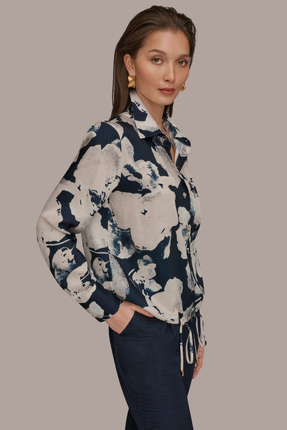 Donna Karan DRAWSTRING HEM BLOUSE