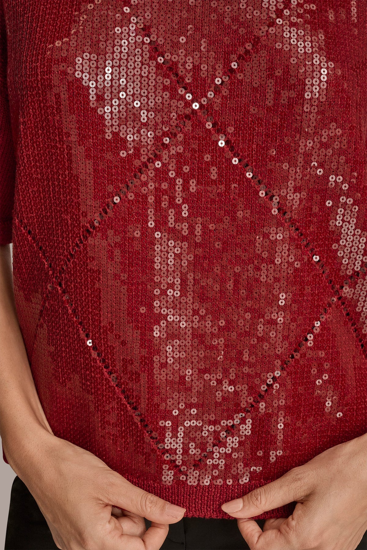 Donna Karan ELBOW-SLEEVE SEQUIN SWEATER