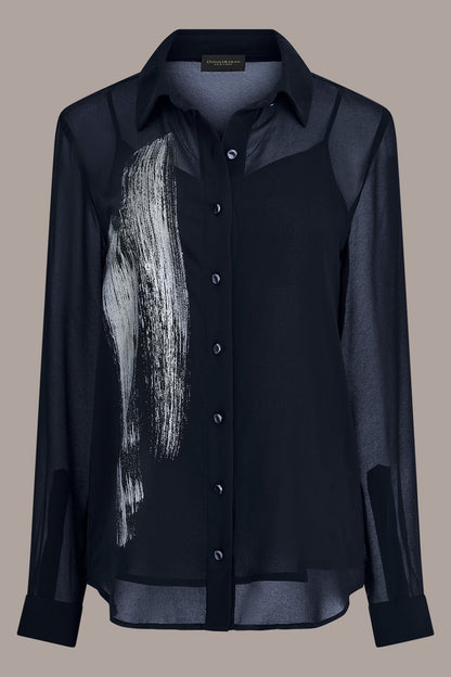 Donna Karan METALLIC BRUSHSTROKE BLOUSE