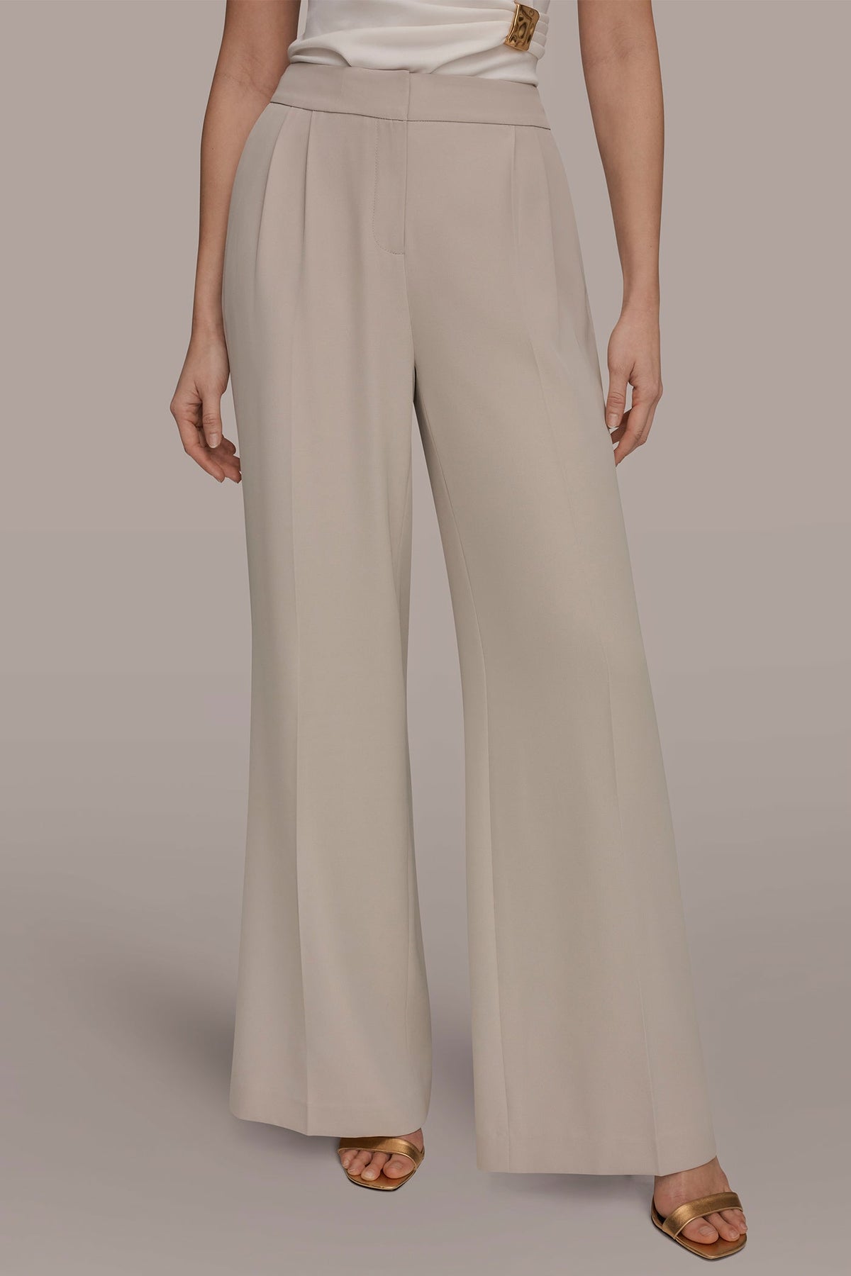 Donna Karan MID-RISE PLEATED WIDE-LEG SUIT PANT