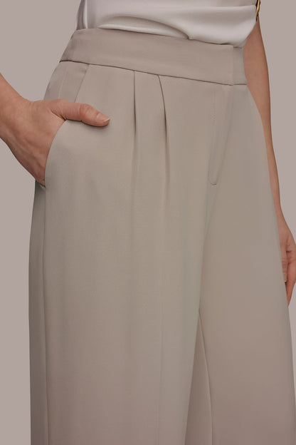 Donna Karan MID-RISE PLEATED WIDE-LEG SUIT PANT