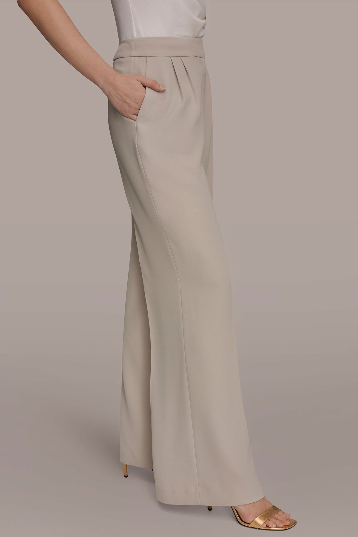 Donna Karan MID-RISE PLEATED WIDE-LEG SUIT PANT