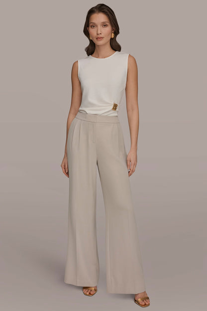 Donna Karan MID-RISE PLEATED WIDE-LEG SUIT PANT