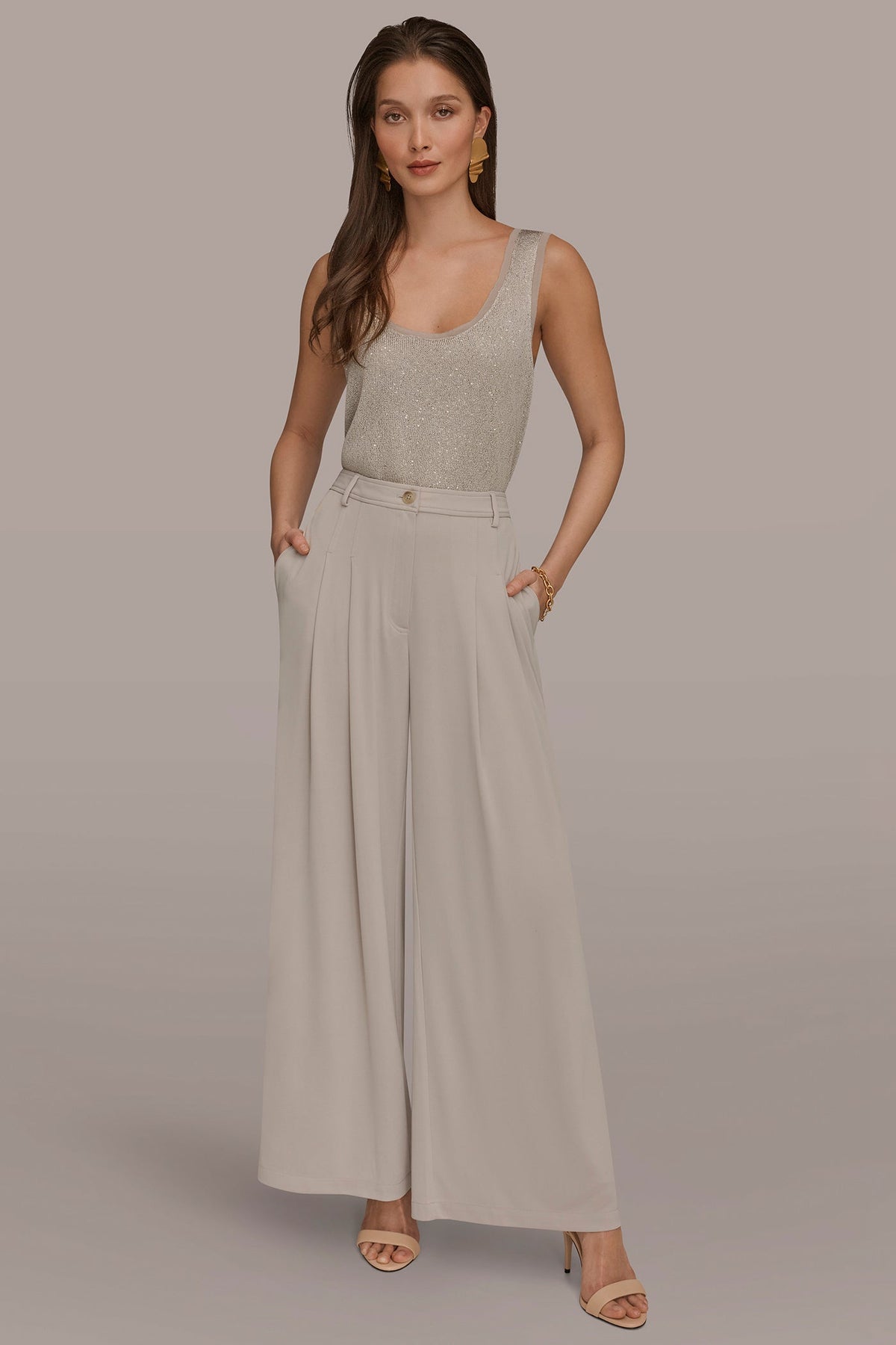 Donna Karan PLEATED KNIT PANT