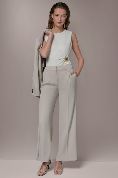Donna Karan MID-RISE PLEATED WIDE-LEG SUIT PANT