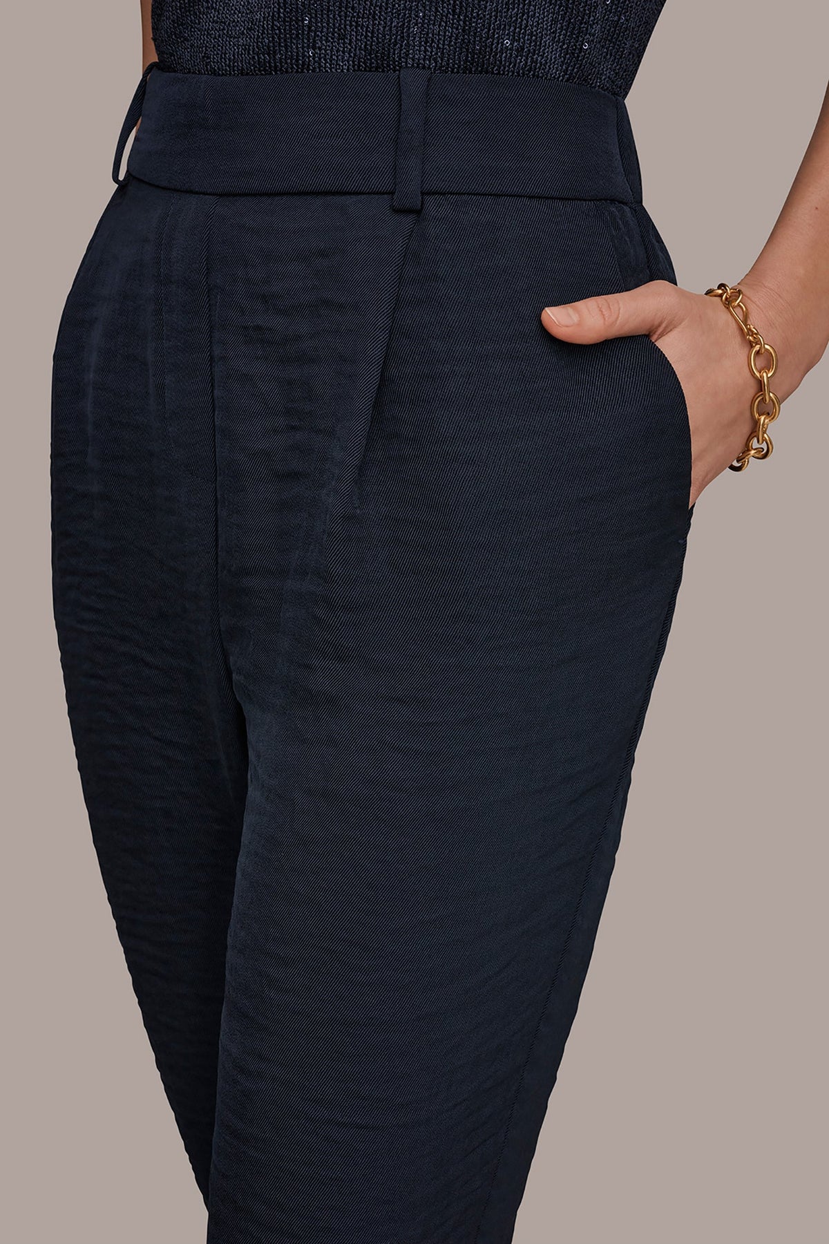 Donna Karan PLEATED STRAIGHT PANT