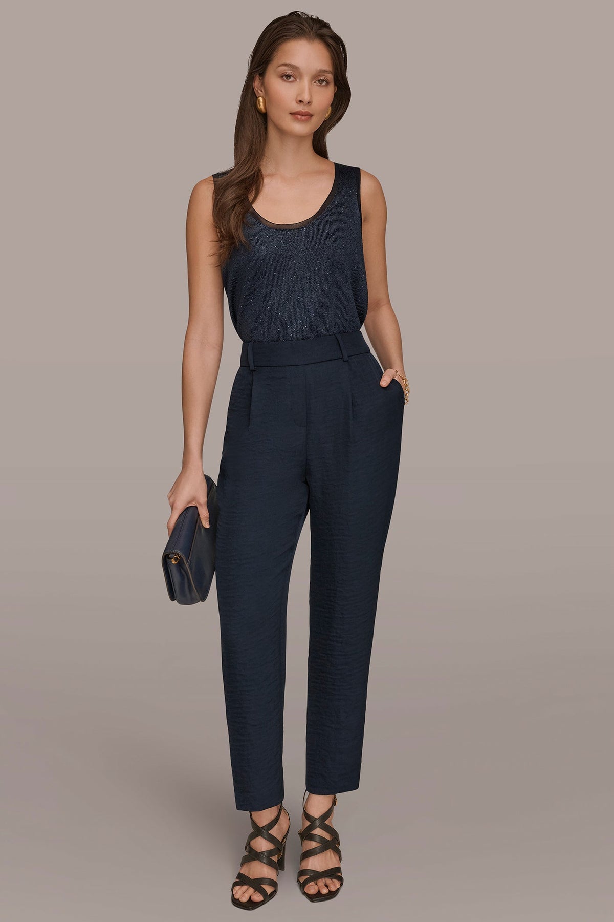 Donna Karan PLEATED STRAIGHT PANT