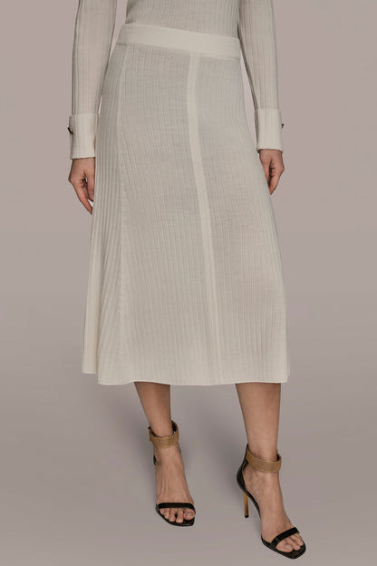Donna Karan SEAMED MIDI A-LINE SWEATER SKIRT