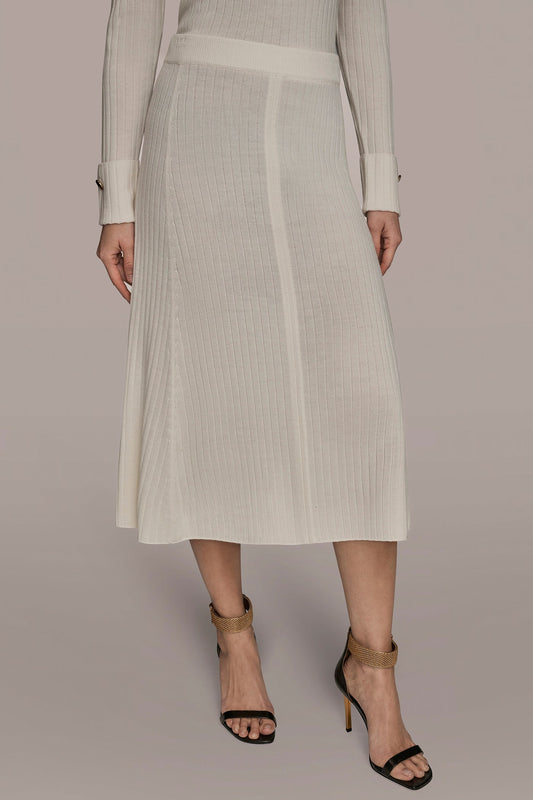 Donna Karan SEAMED MIDI A-LINE SWEATER SKIRT