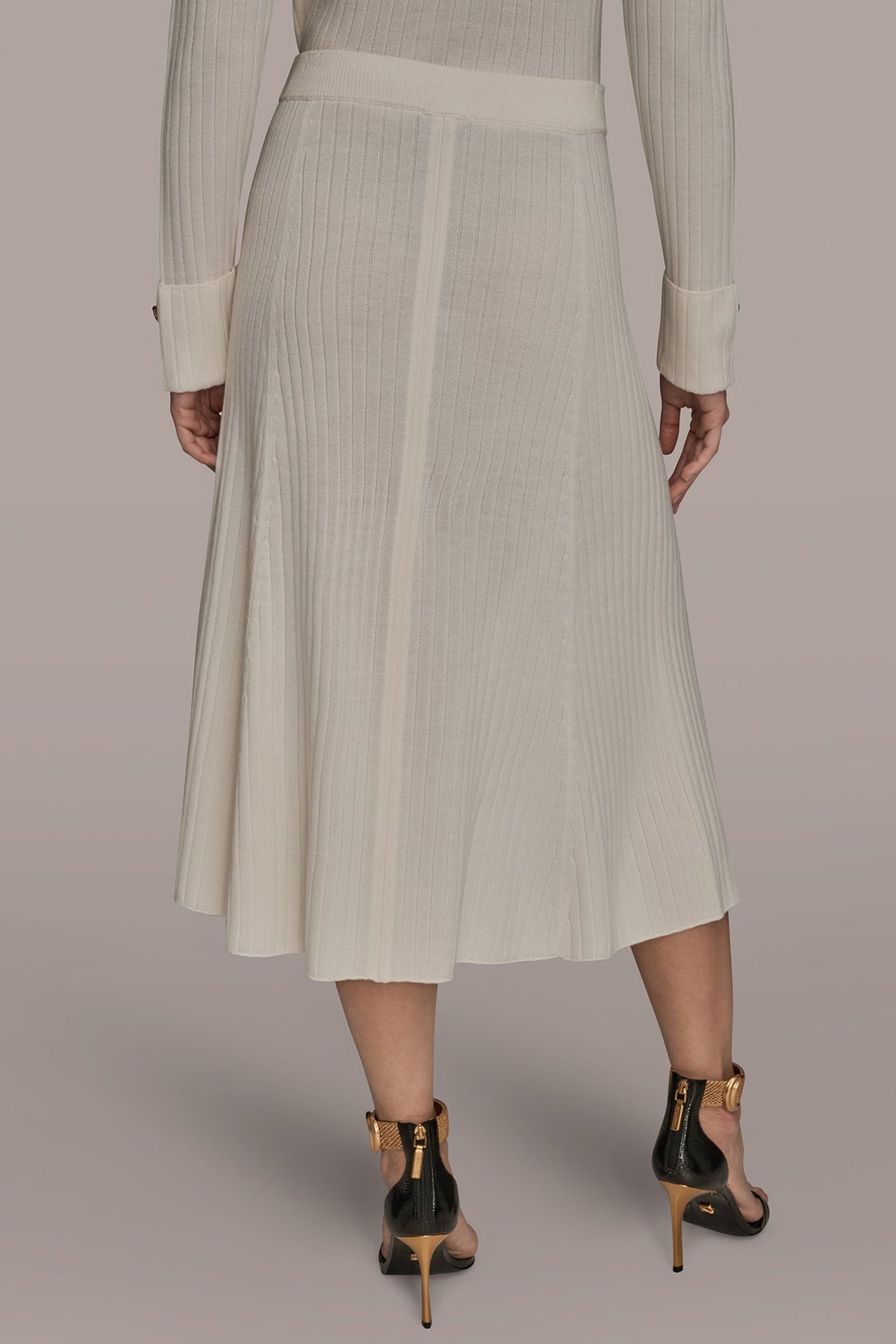 Donna Karan SEAMED MIDI A-LINE SWEATER SKIRT
