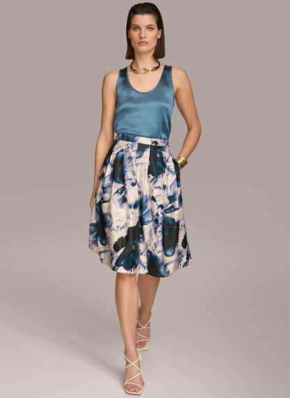 Donna Karan PRINTED SKIRT WITH PLEATS