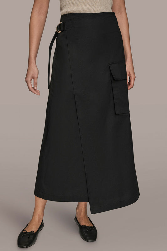 Donna Karan ASYMMETRIC MIDI WRAP CARGO SKIRT