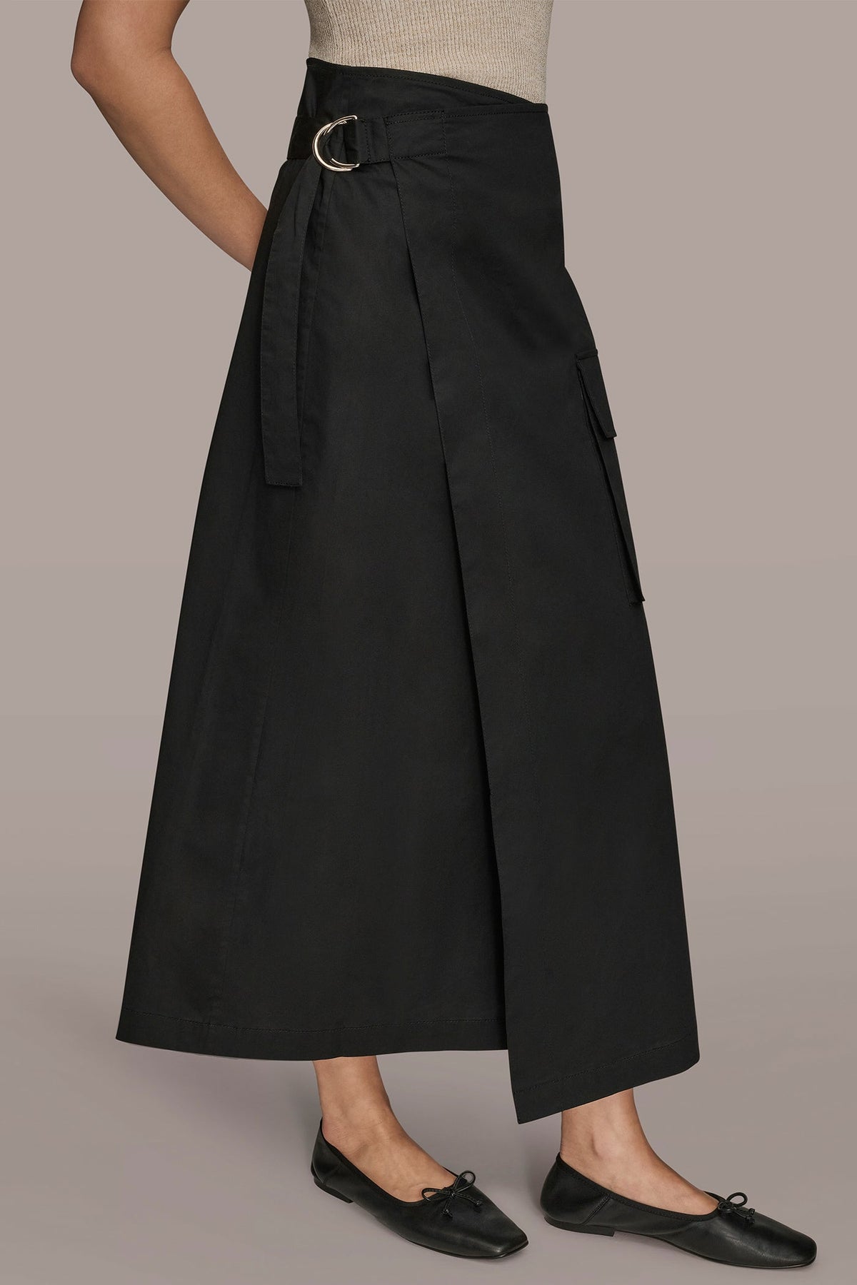 Donna Karan ASYMMETRIC MIDI WRAP CARGO SKIRT
