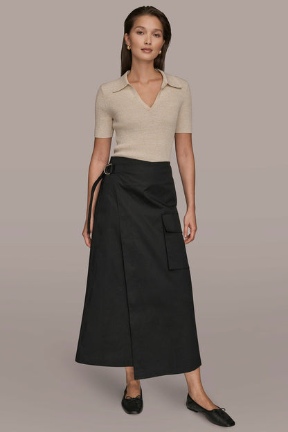 Donna Karan ASYMMETRIC MIDI WRAP CARGO SKIRT