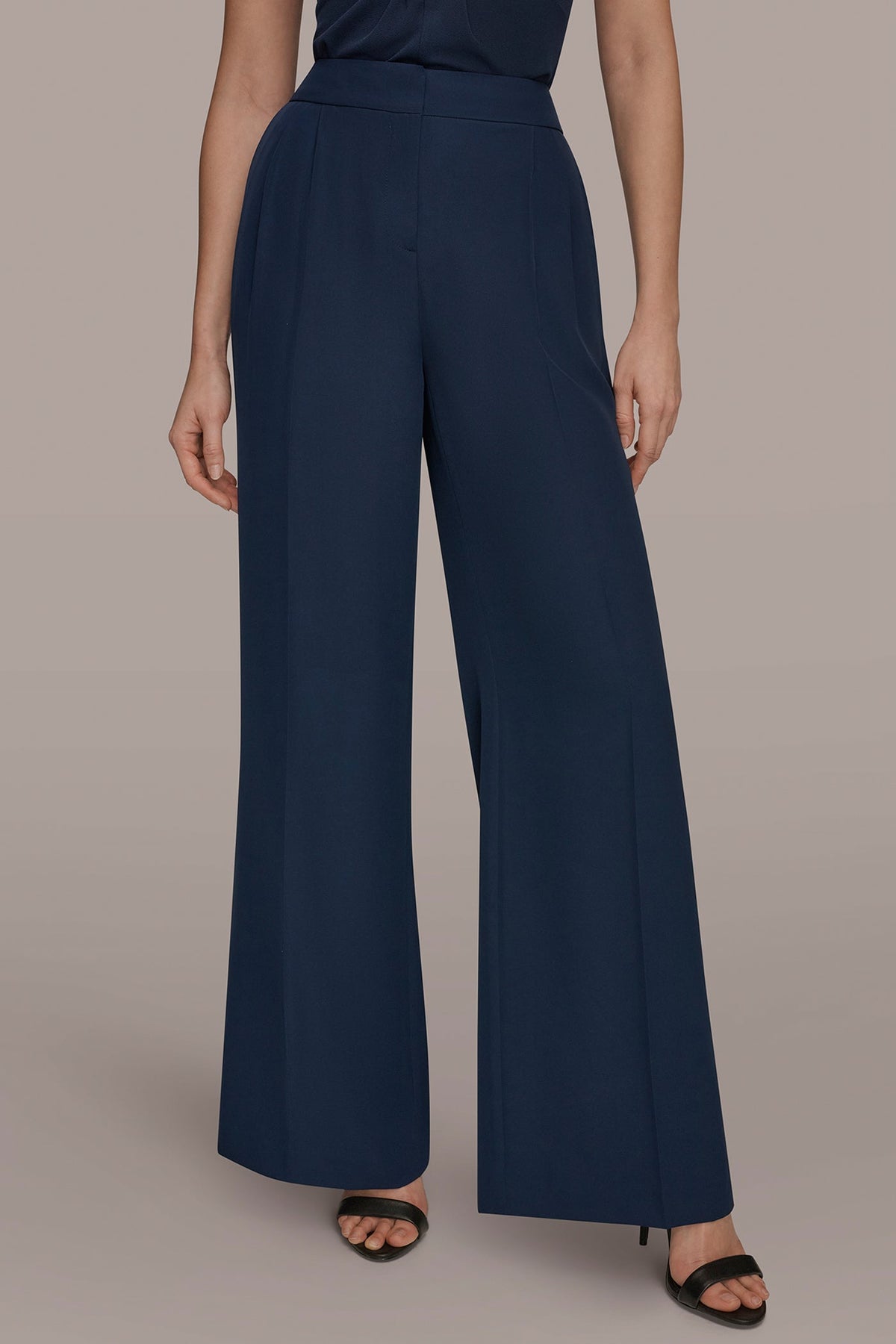 Donna Karan MID-RISE PLEATED WIDE-LEG SUIT PANT