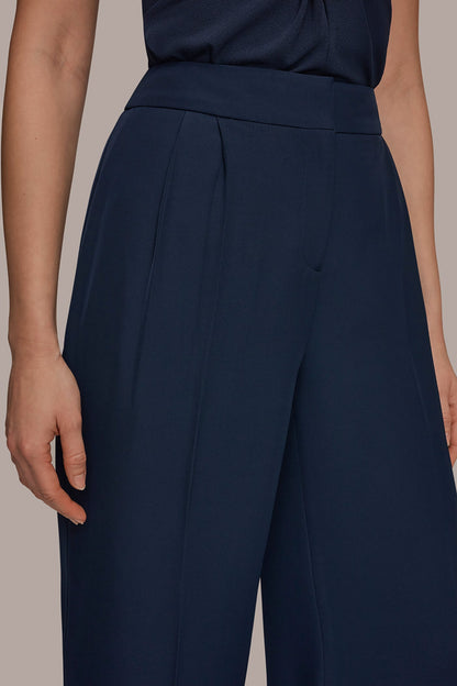 Donna Karan MID-RISE PLEATED WIDE-LEG SUIT PANT