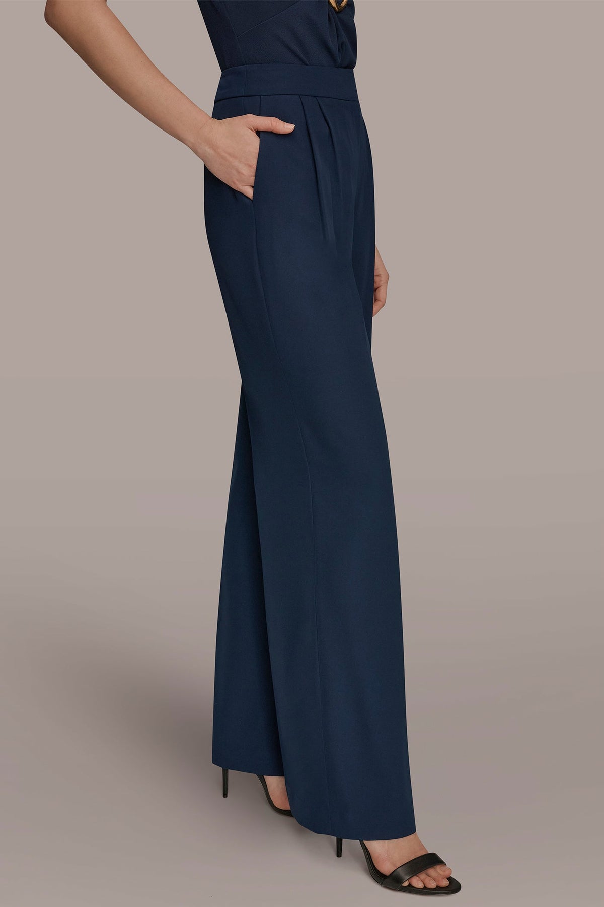 Donna Karan MID-RISE PLEATED WIDE-LEG SUIT PANT