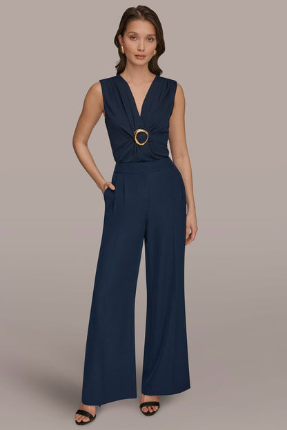 Donna Karan MID-RISE PLEATED WIDE-LEG SUIT PANT