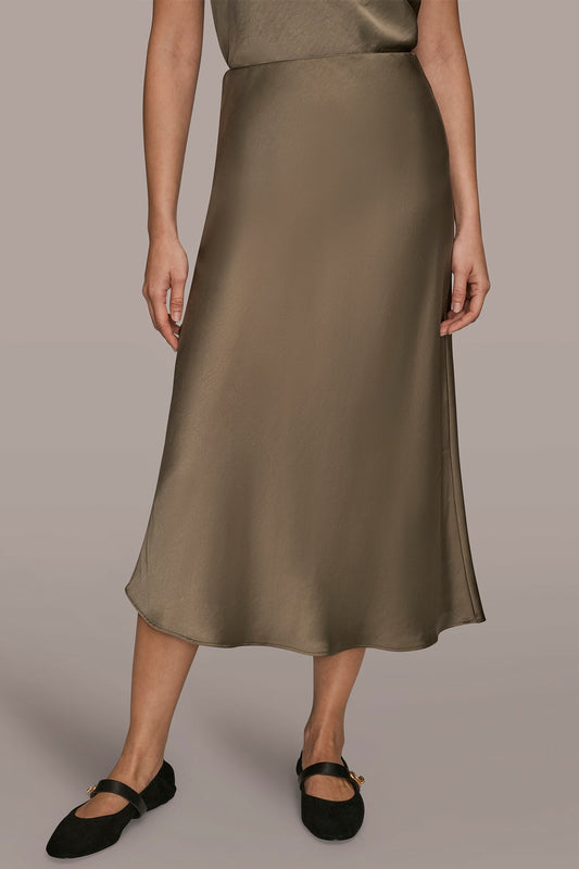 Donna Karan SATIN MIDI A-LINE SKIRT