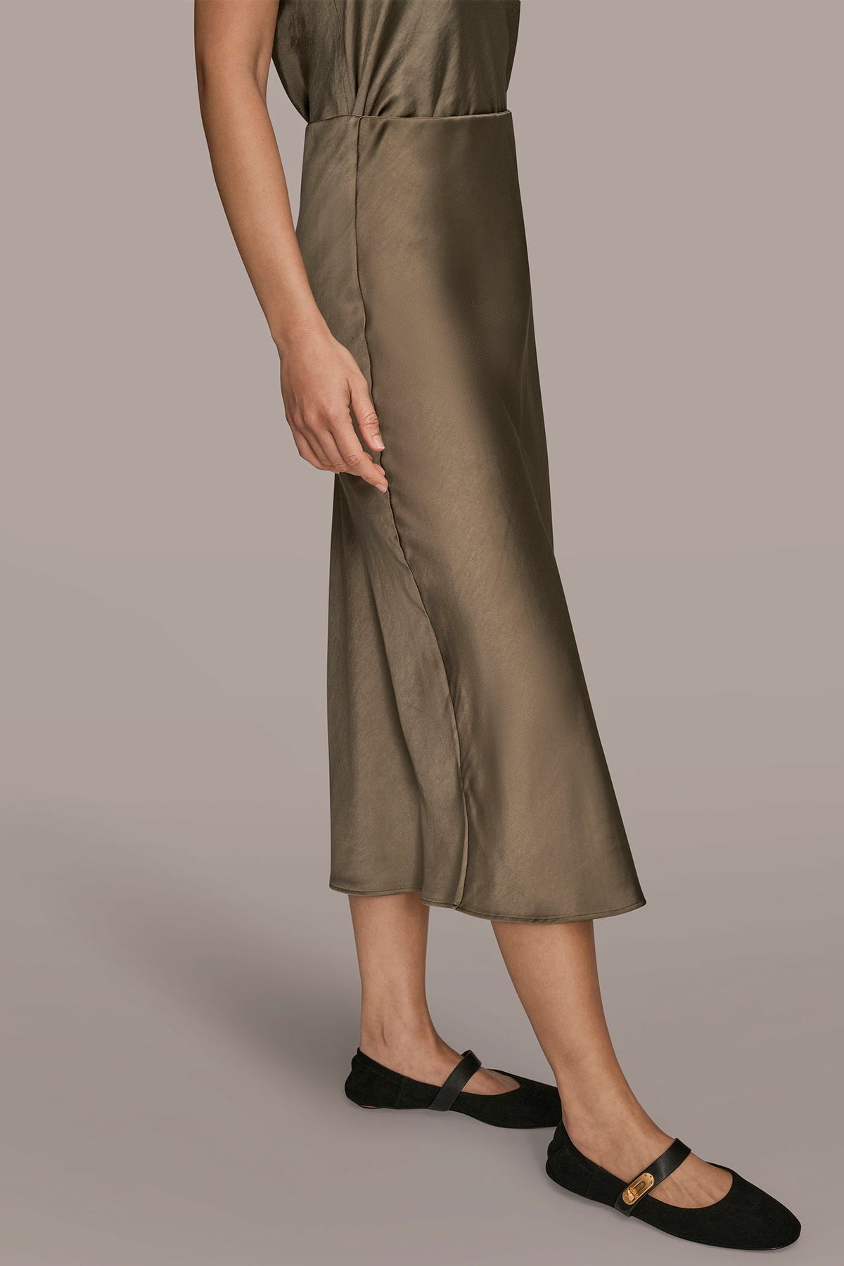 Donna Karan SATIN MIDI A-LINE SKIRT
