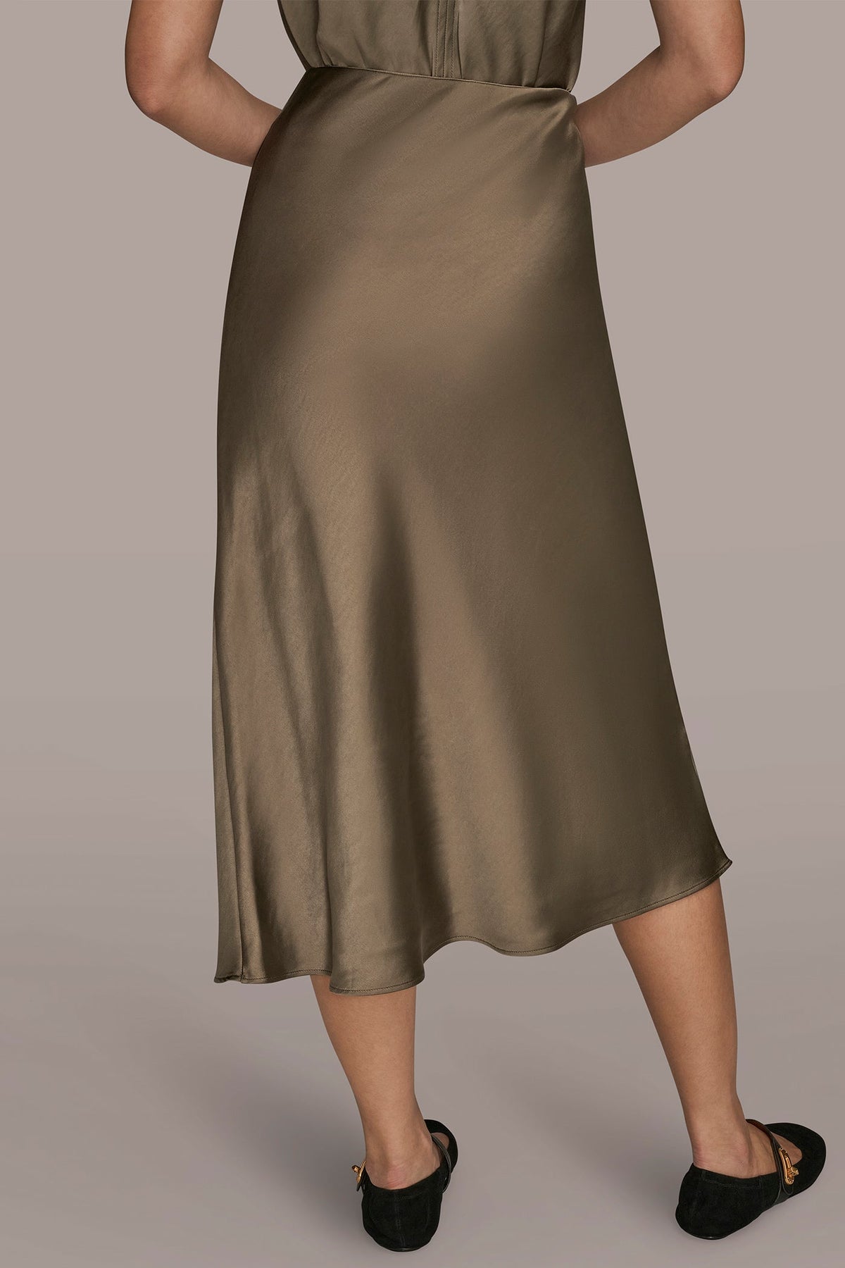 Donna Karan SATIN MIDI A-LINE SKIRT