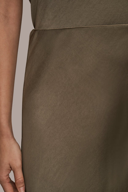 Donna Karan SATIN MIDI A-LINE SKIRT